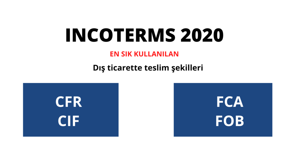 incoterms 2020 en sık kullanılan teslim şekilleri