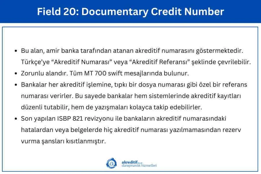 Field 20: Documentary Credit Number