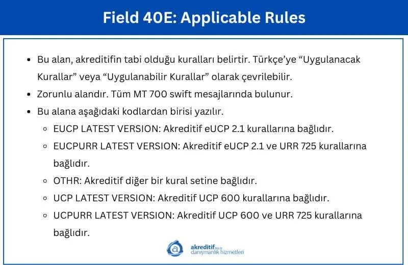 Field 40E: Applicable Rules