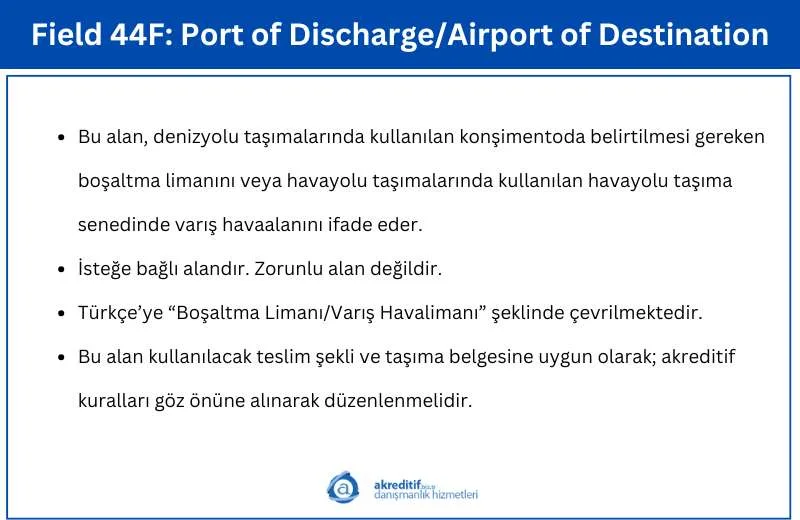Field 44F: Port of Discharge/Airport of Destination
