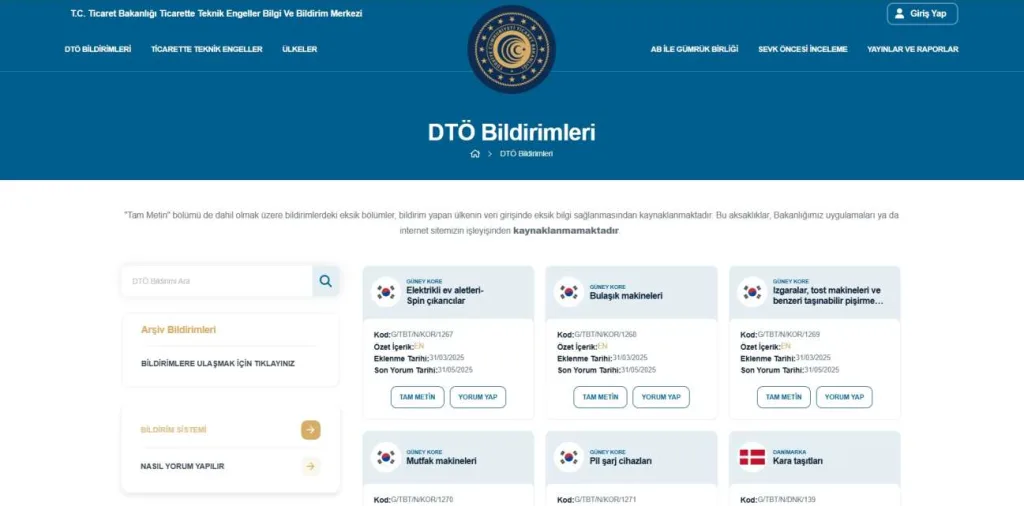 Ticarette Teknik Engeller İnternet Sitesi