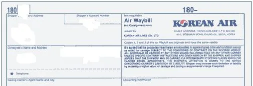 airline hava konşimentosu