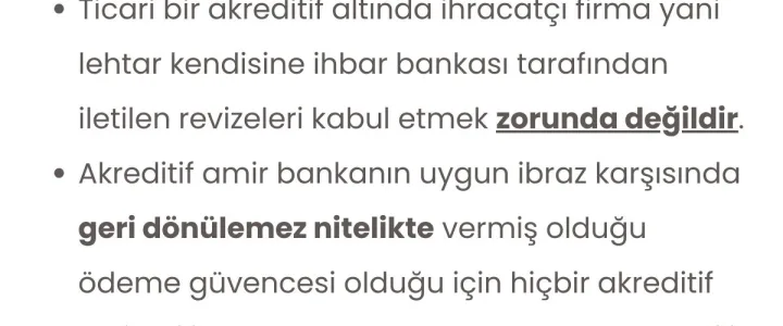 akreditif revize kabul zorunlu mu